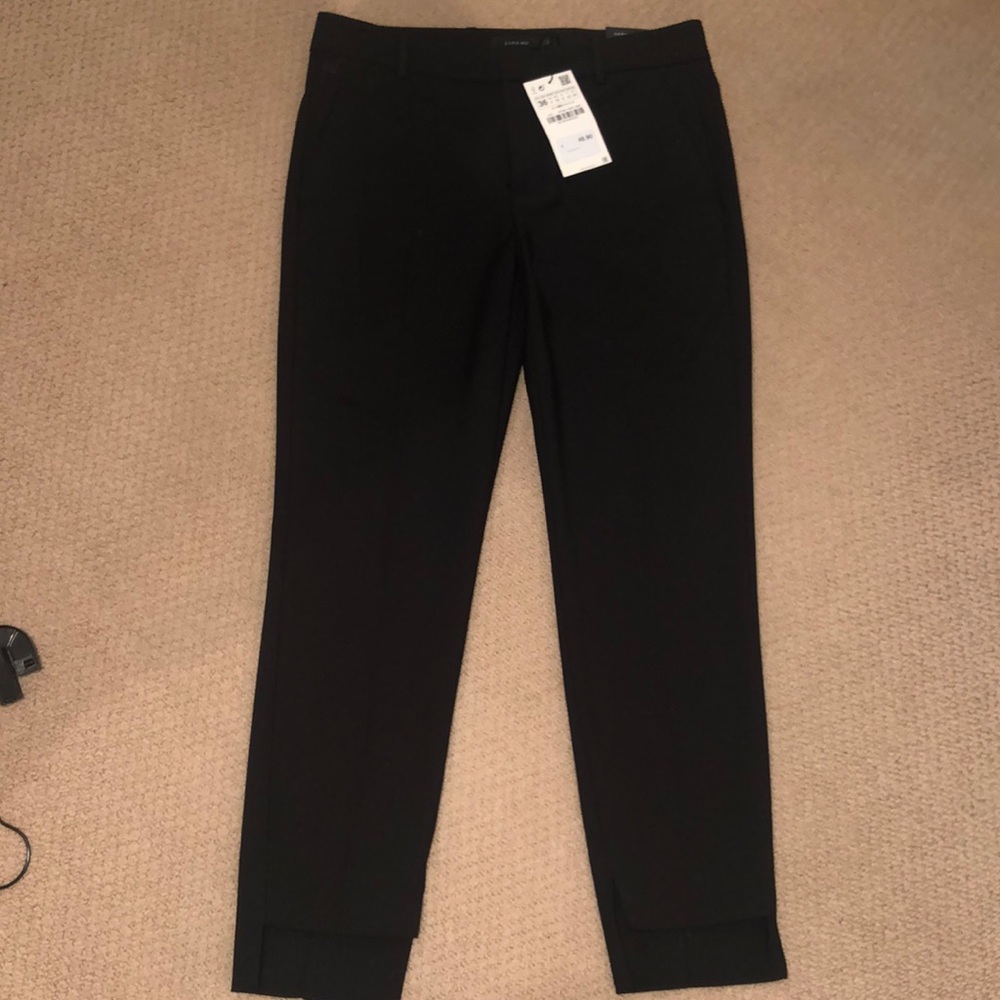 Zara black size 36 new asymmetric hem trouser